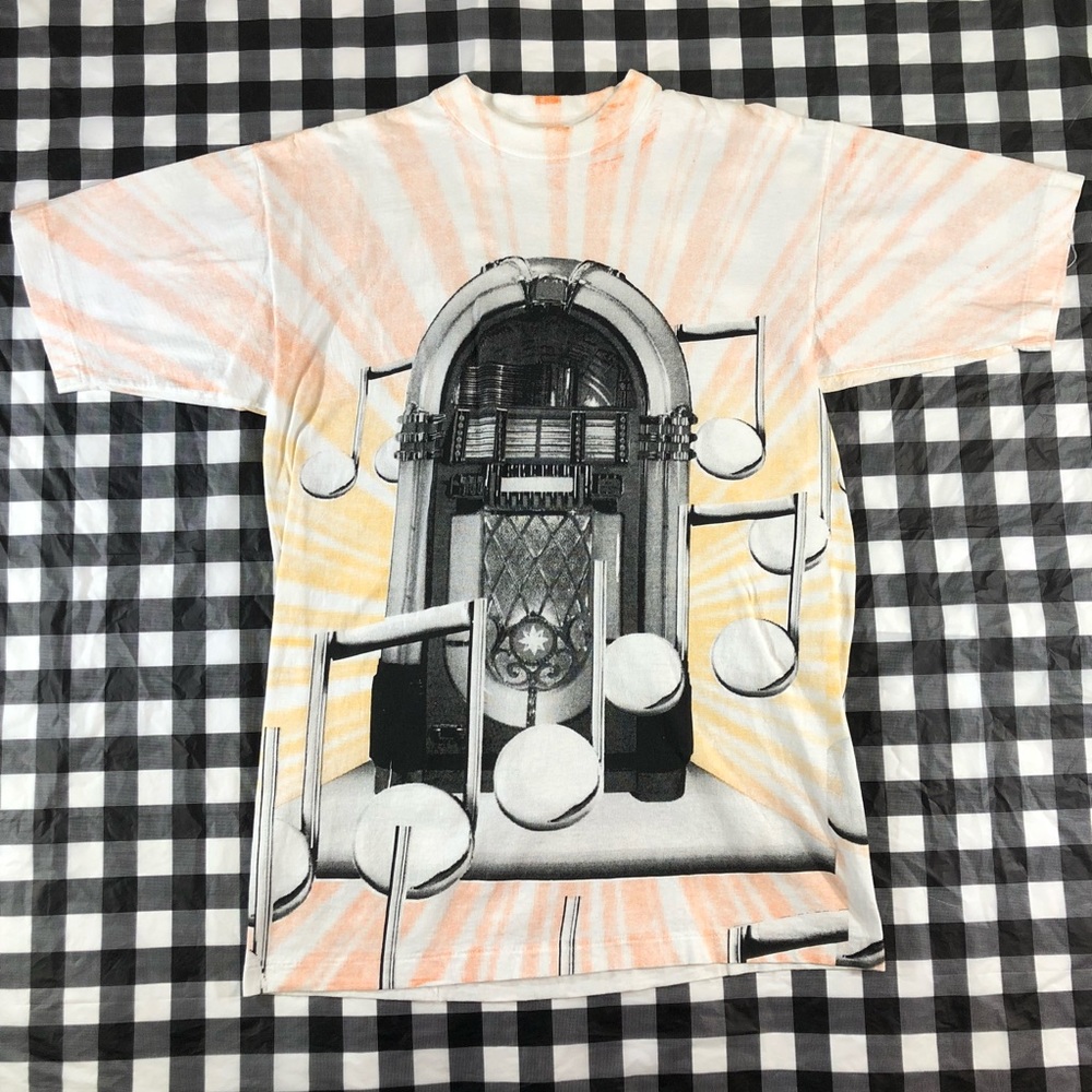 Jukebox Music Notes All Over Print Vintage T shirt